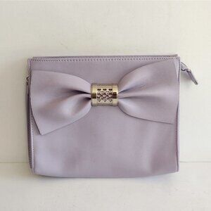 COPY - Betsey Johnson Lilac Lavender Bow Clutch Faux Leather Silver Heart Detail